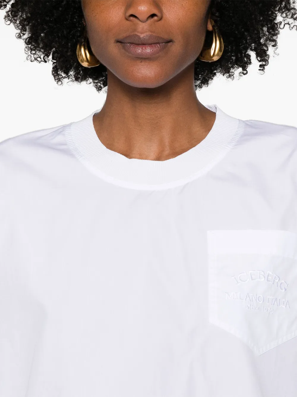 Iceberg Cropped Cotton T-shirt In White