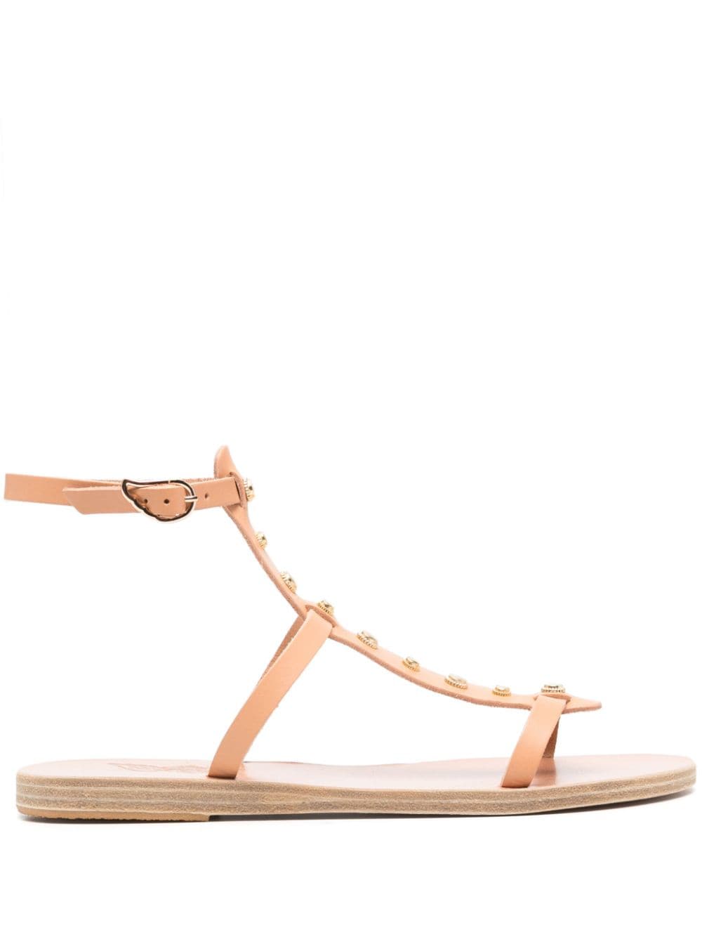 Ancient Greek Sandals Meliti Bee Lether Flat Sandals In Neutral