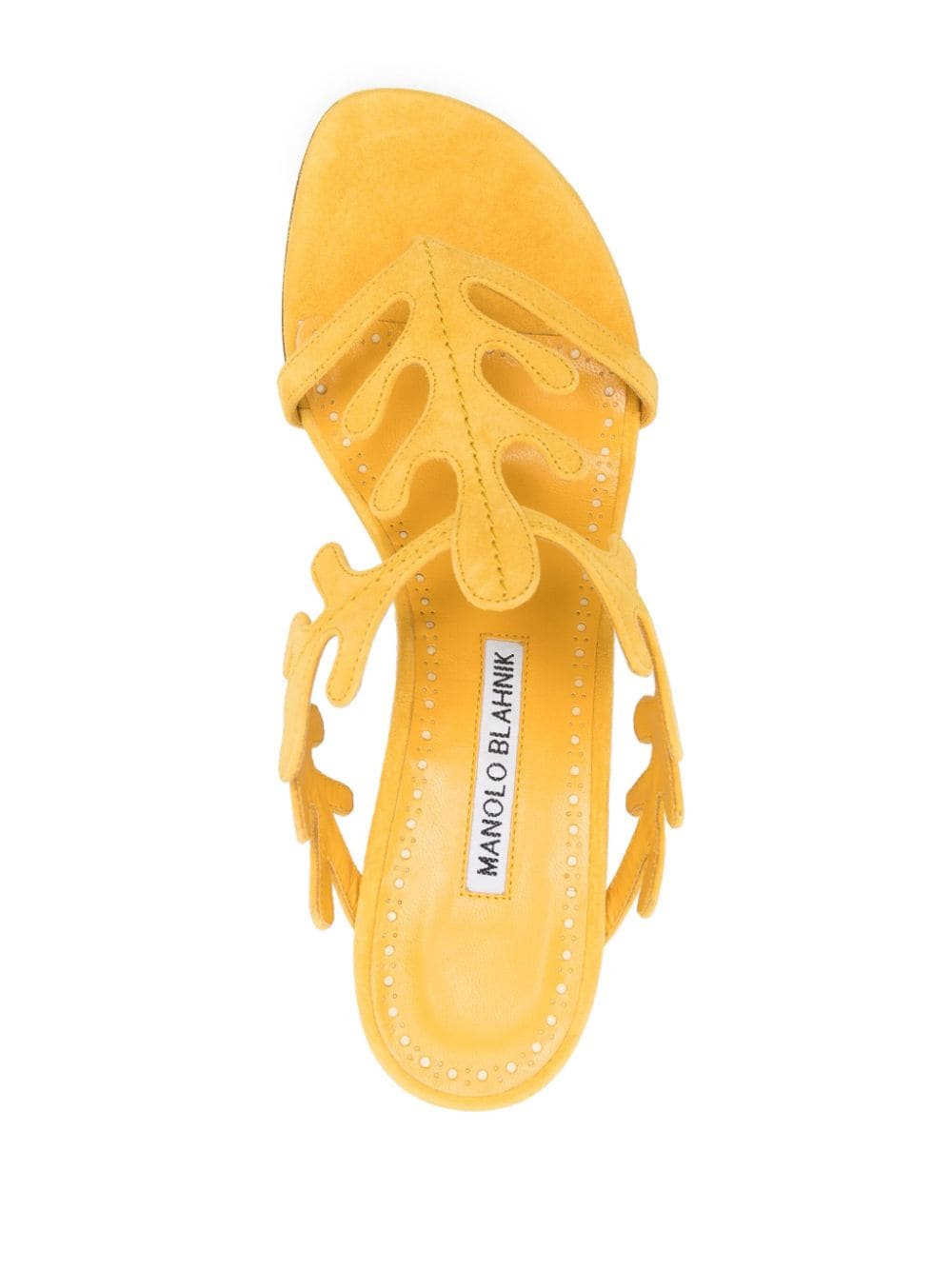 Shop Manolo Blahnik Hidrag 50mm Suede Sandals In Yellow