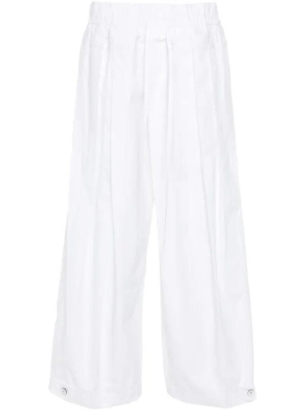 JIL SANDER☆ホワイトワイドレッグコットンパンツ プリーツ 伸縮 Jil Sander プリーツ ワイドパンツ | ホワイト | FARFETCH JP