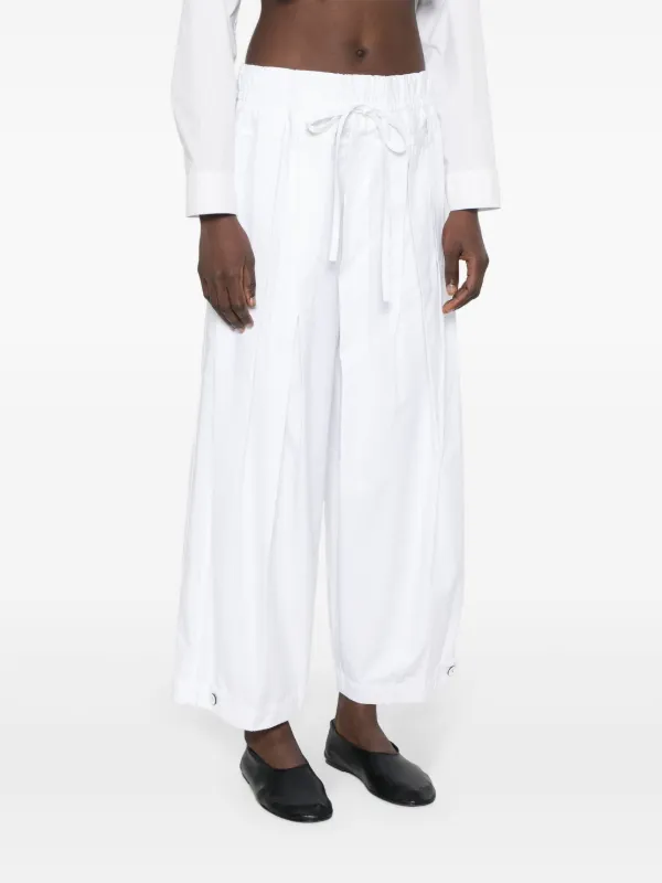 JIL SANDER☆ホワイトワイドレッグコットンパンツ プリーツ 伸縮 Jil Sander プリーツ ワイドパンツ | ホワイト | FARFETCH JP