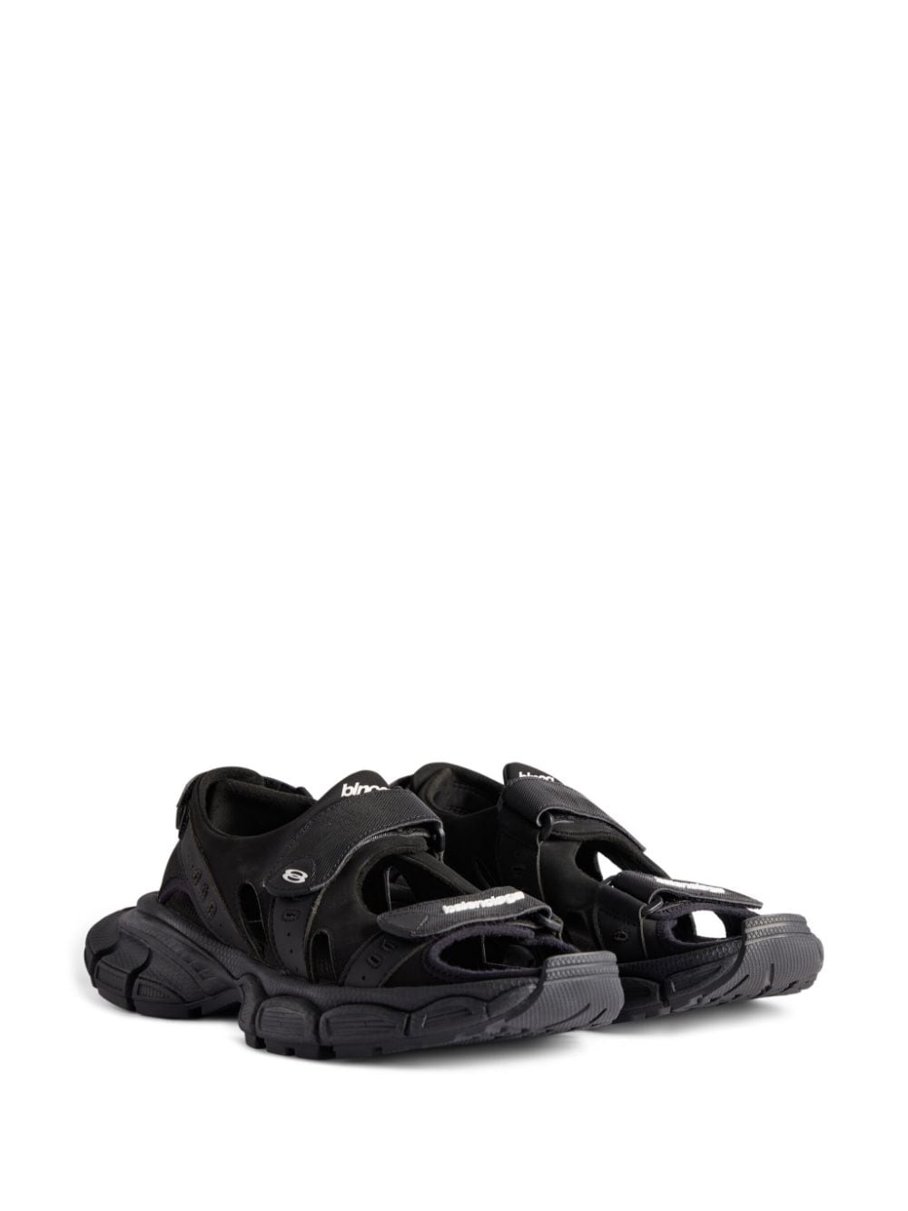 Shop Balenciaga 3xl Logo-appliqué Sandals In Black