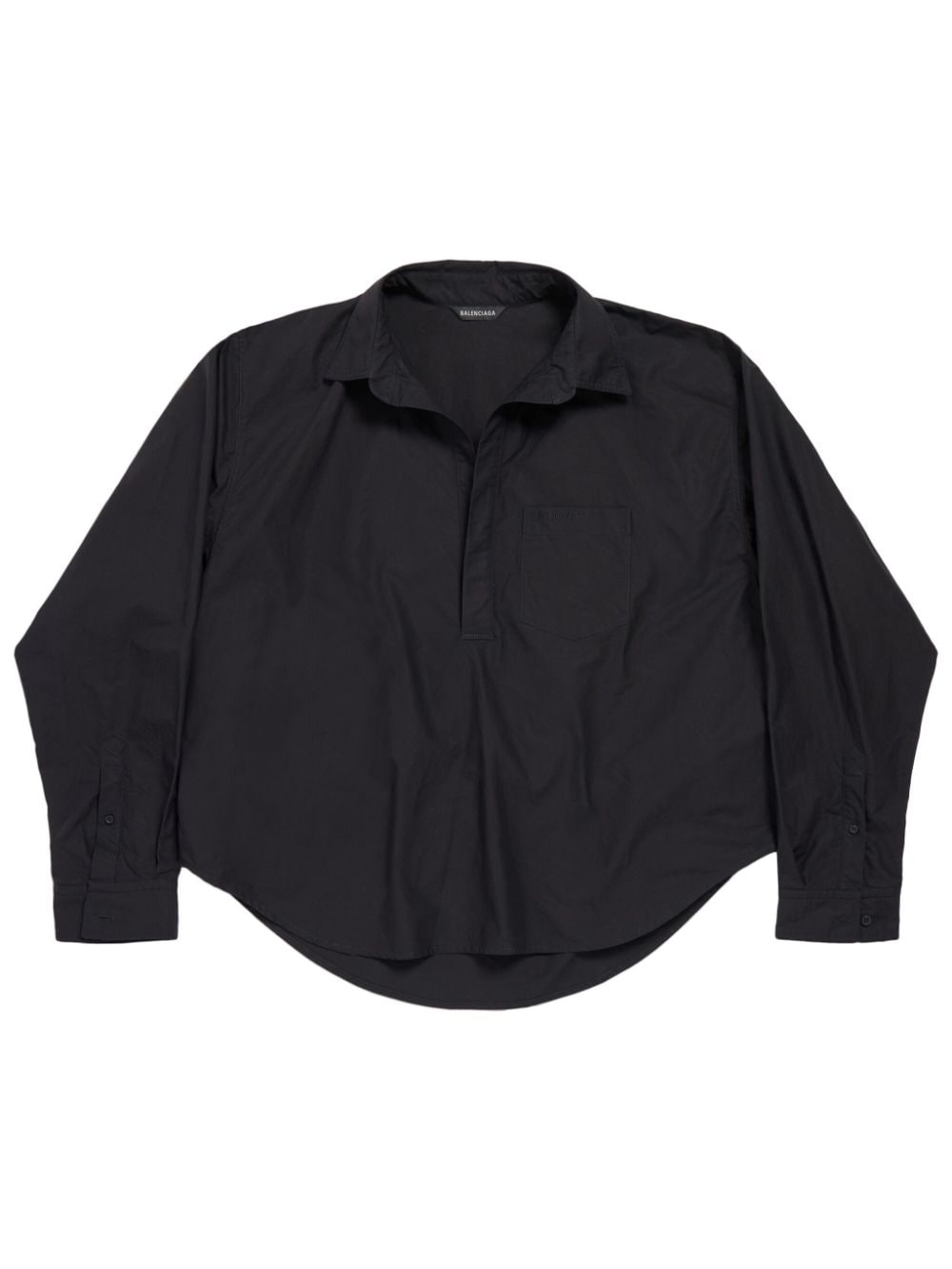 Balenciaga Long-sleeved Cotton Blouse In Black