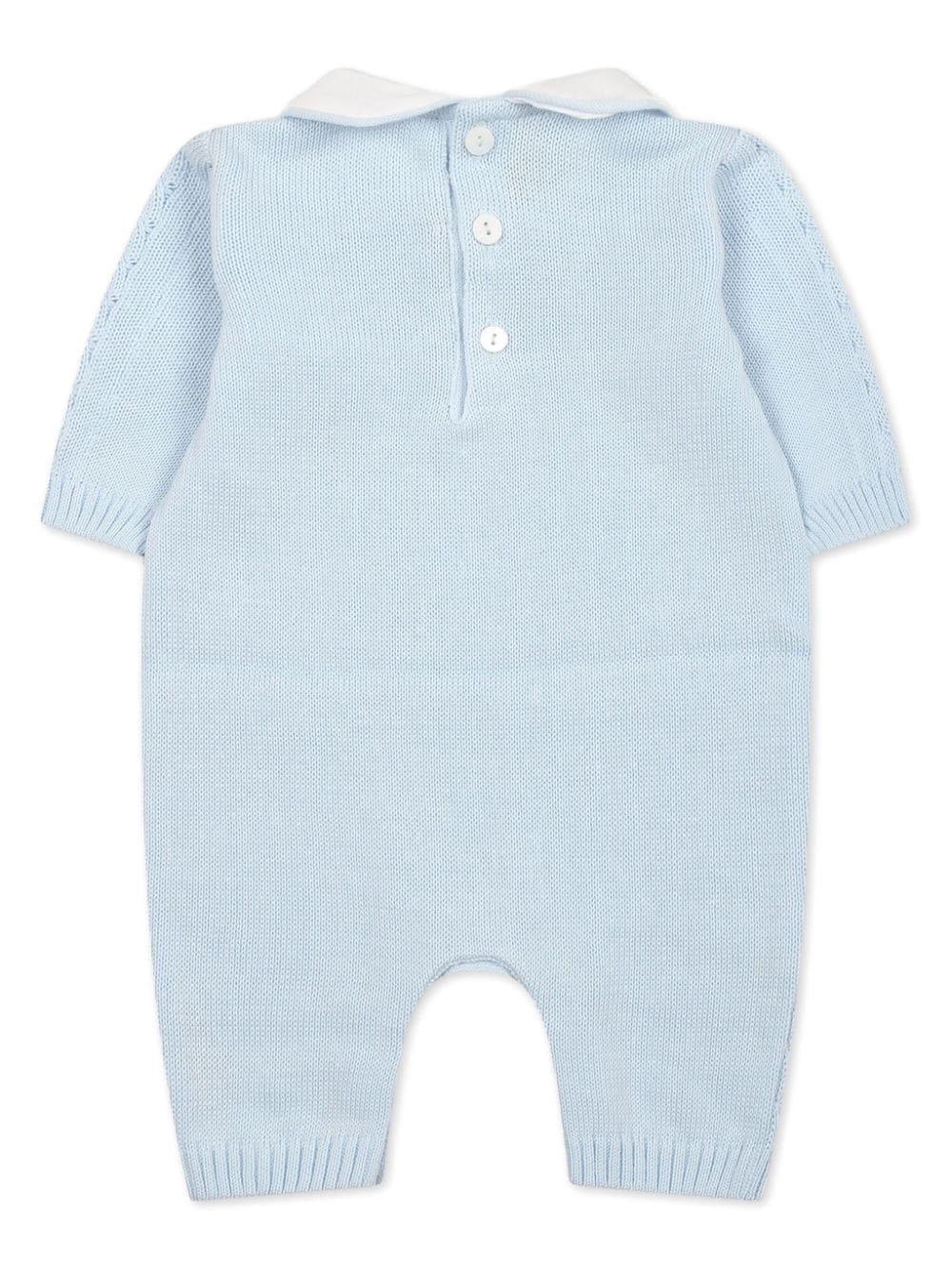 Shop Little Bear Cable-knit Cotton Romper In Blue