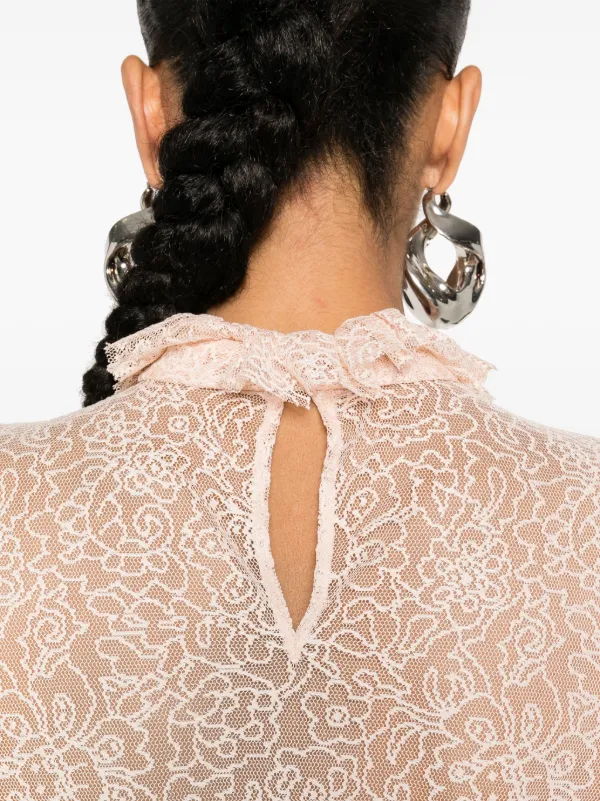 美品】PHILOSOPHY DILORENZO SERAFINI レースブラウス White floral-lace sheer shirt Philosophy Di Lorenzo Serafini