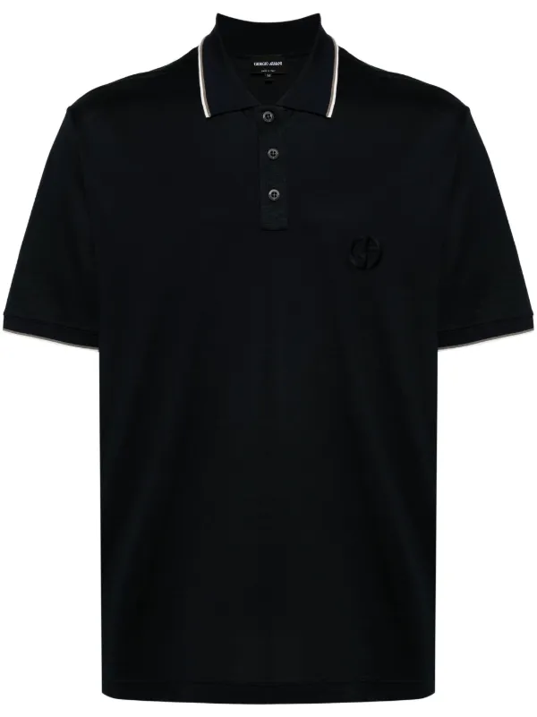 Giorgio Armani logo embroidered Polo Shirt Blue FARFETCH CA