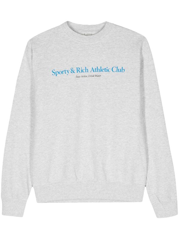 Sporty & Rich Athletic Club Crewneck Mélange Sweatshirt | Grey | FARFETCH ID