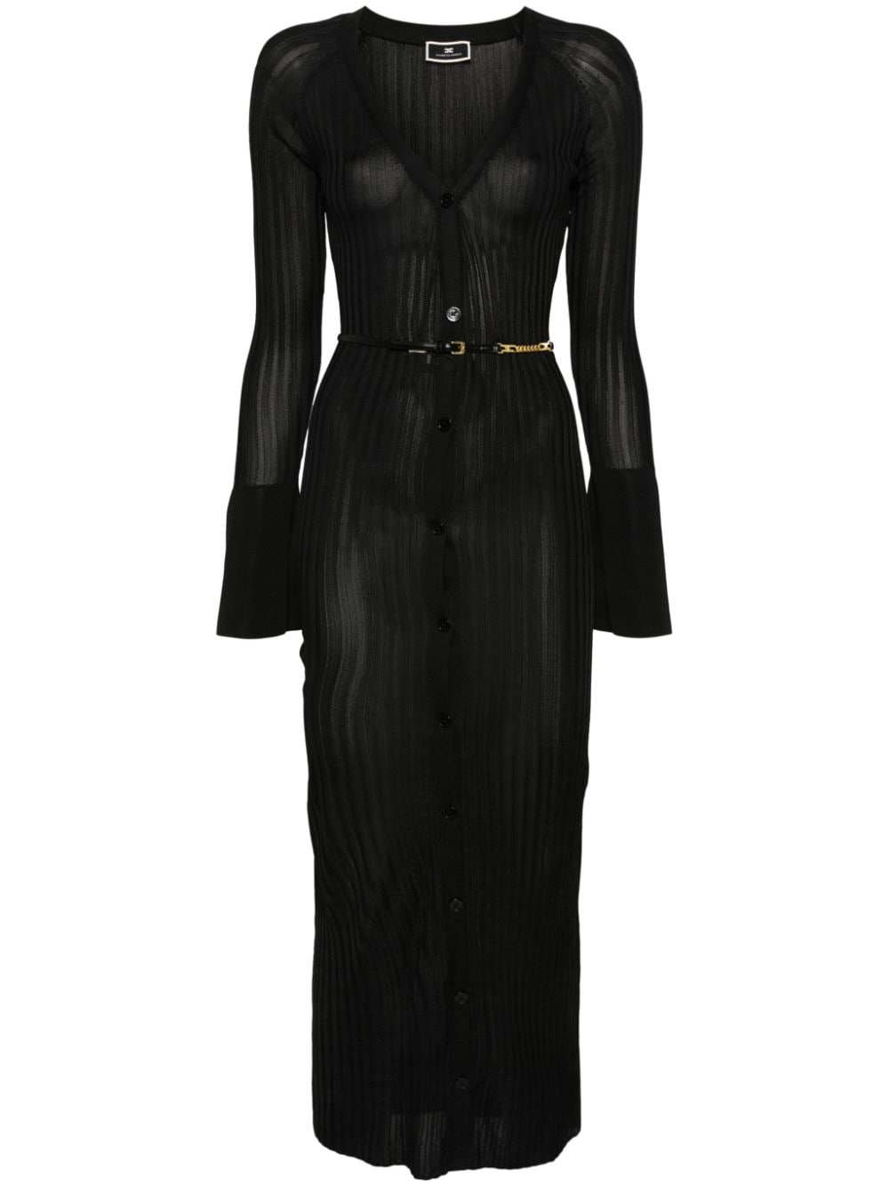 Elisabetta Franchi Ribbed-knit Midi Dress In Black