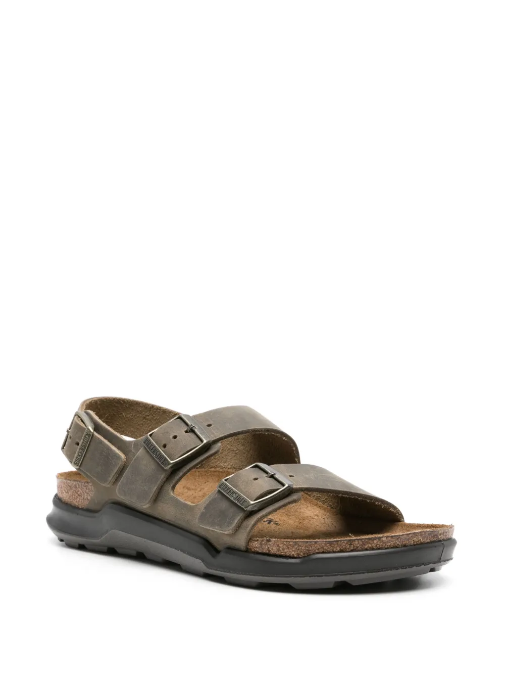 Shop Birkenstock Milano Leather Sandals In Green