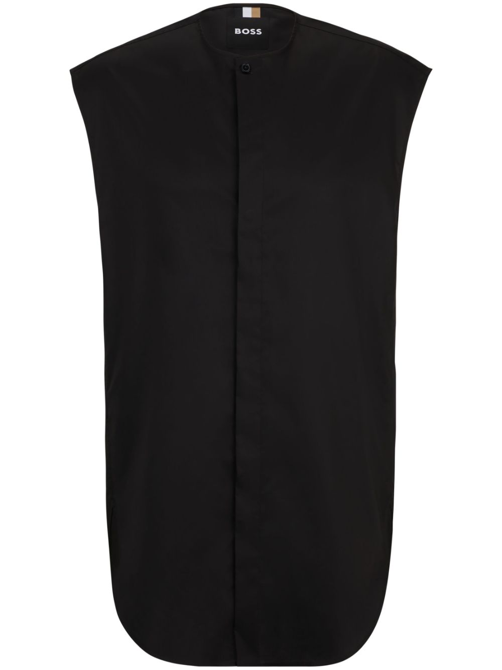 Hugo Boss Sleeveless Cotton Shirt In Black