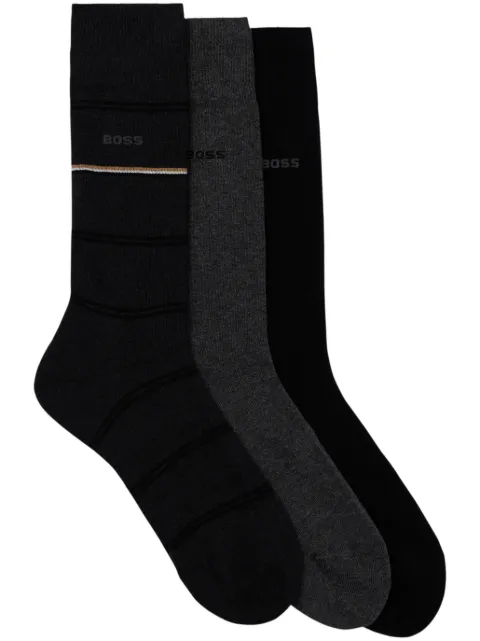BOSS Kit 3 pares de meias com logo intarsia