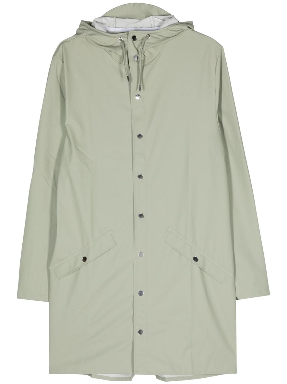 Rains High-neck Hooded Coat In Green