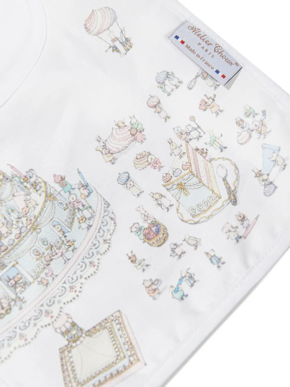  Atelier Choux Le Gâteau-print Satin Bib - White 