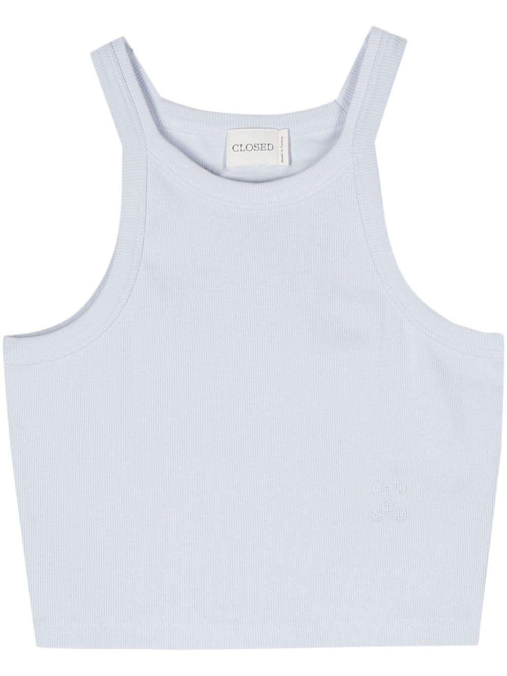 Closed Logo-embroidered Ribbed Tank Top In 蓝色