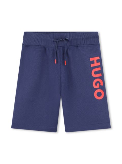 HUGO KIDS logo-print track shorts