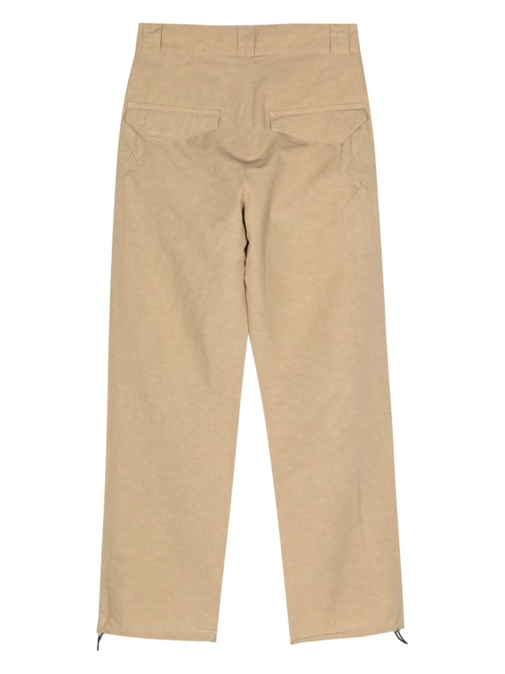 Shop Ranra Slub-texture Straight Trousers In Neutrals