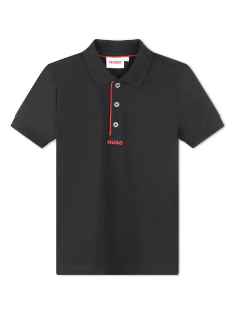 HUGO KIDS logo-print piqué polo shirt