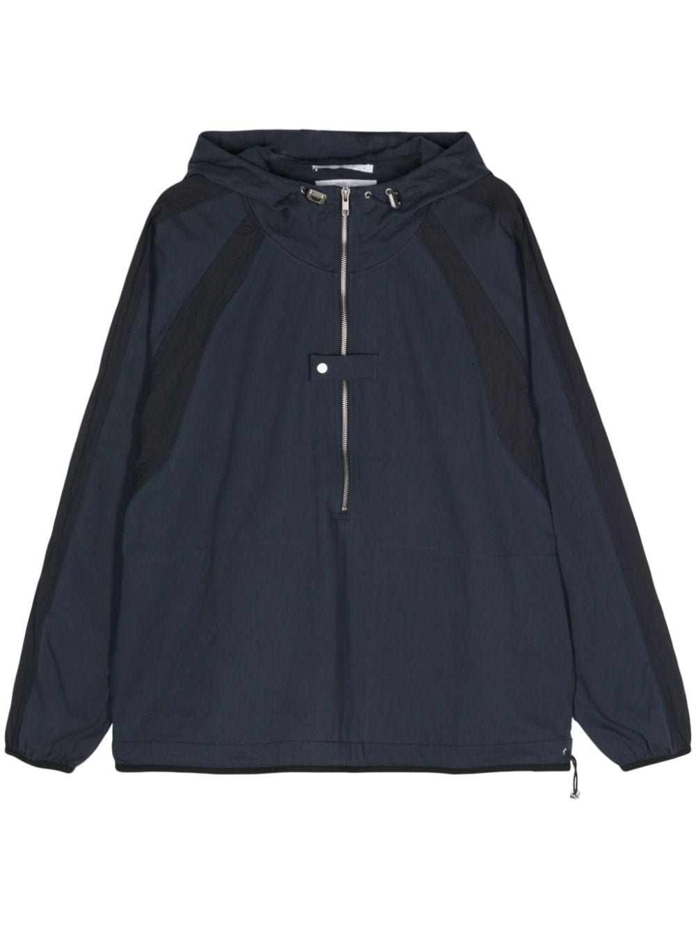 twill-weave half-zip hoodie