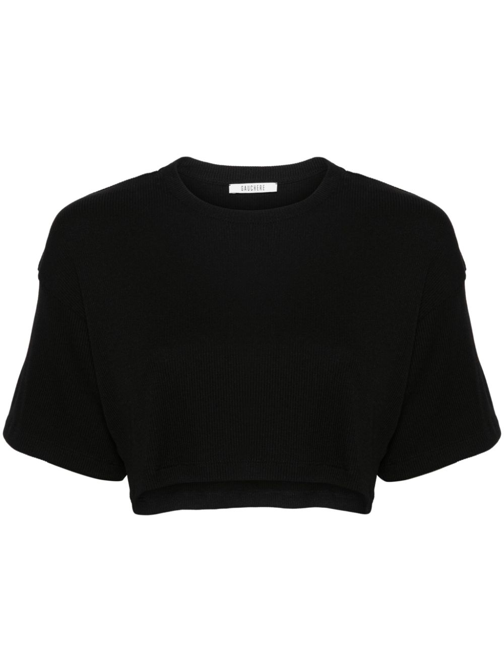 Shop Gauchère Fine-ribbed Cropped T-shirt In 黑色