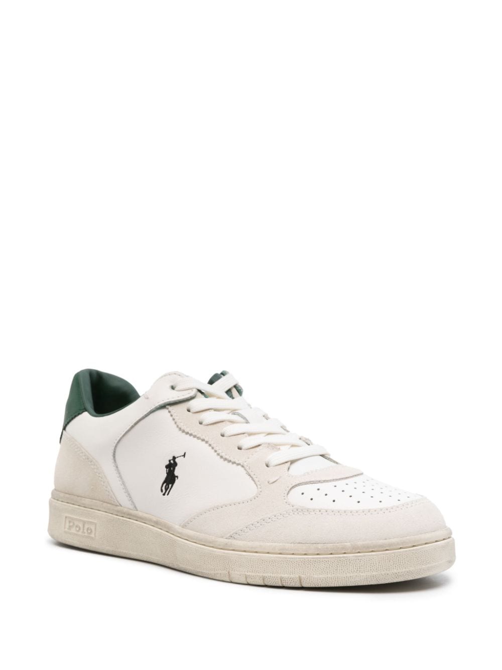Shop Polo Ralph Lauren Pony-embroidered Leather Sneakers In White