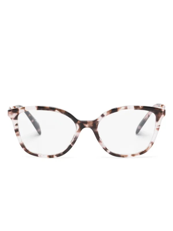Prada Eyewear トータスシェル キャットアイ眼鏡フレーム | ピンク