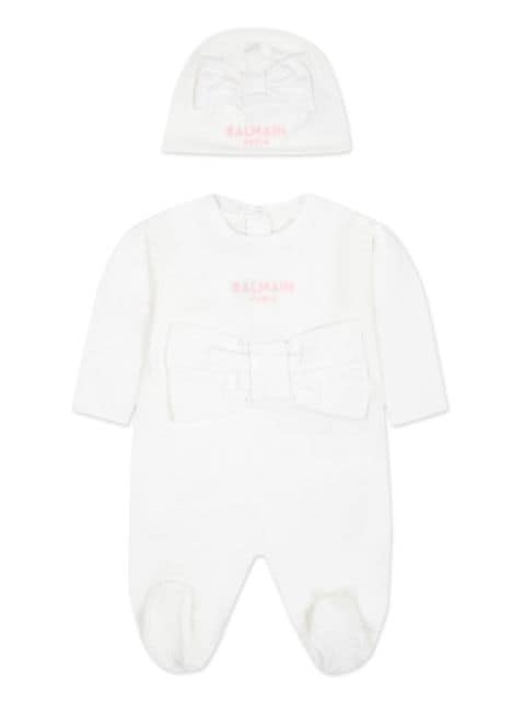 Balmain Kids logo-embroidered cotton babygrow set