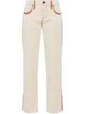 Miu Miu leather-trim canvas trousers - Neutrals