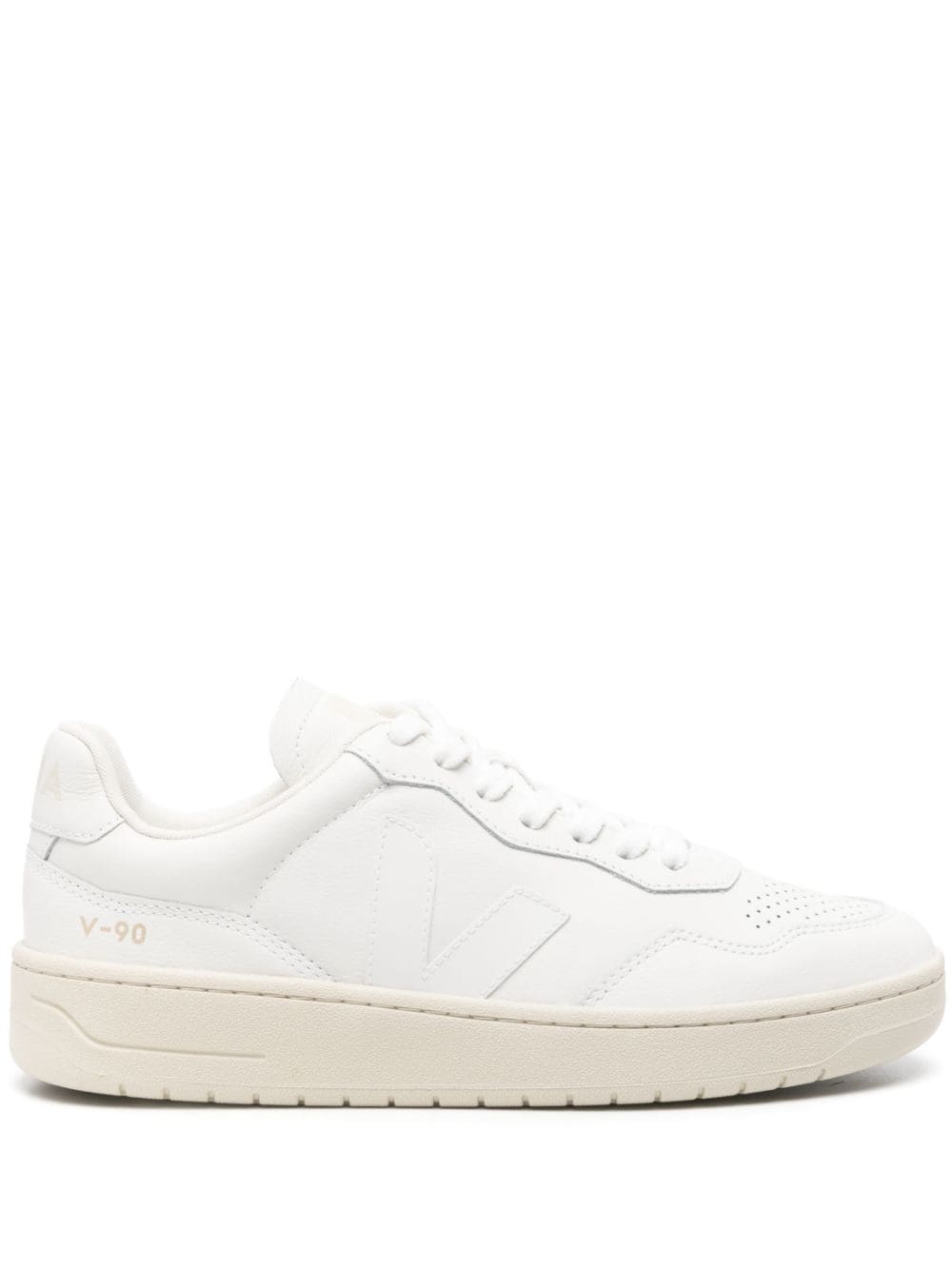 Shop Veja V-90 Lace-up Sneakers In Neutrals