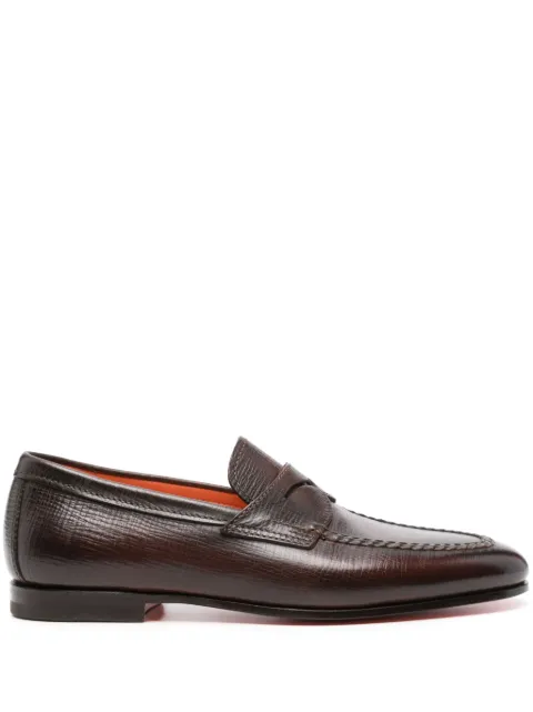 Santoni textured leather loafers 