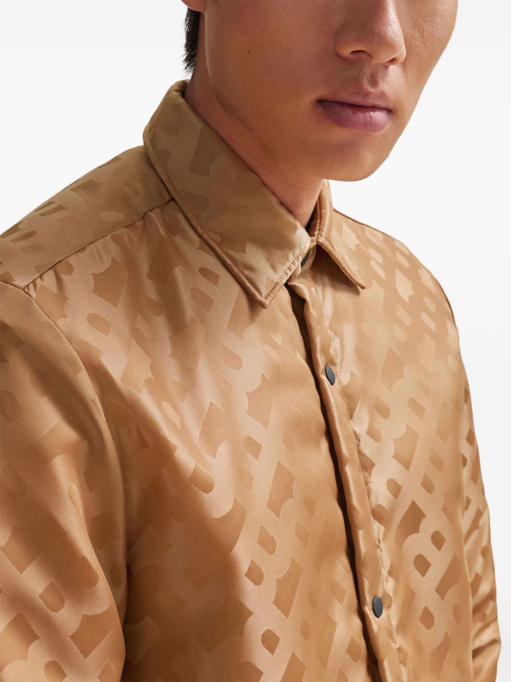 Shop Hugo Boss Monogram-print Shirt In Brown