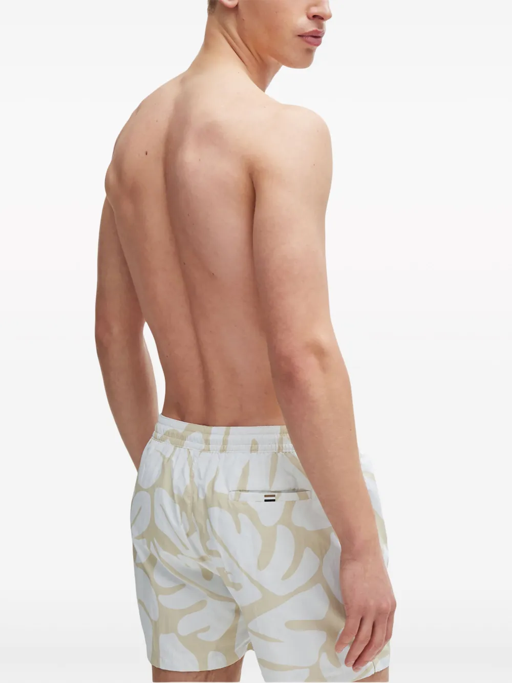 Shop Hugo Boss Leaf-print Swim Shorts In White