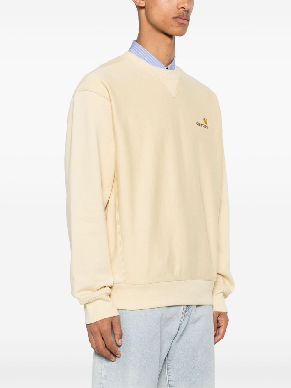 Shop Carhartt Logo-embroidered Cotton-blend Sweatshirt In Neutrals