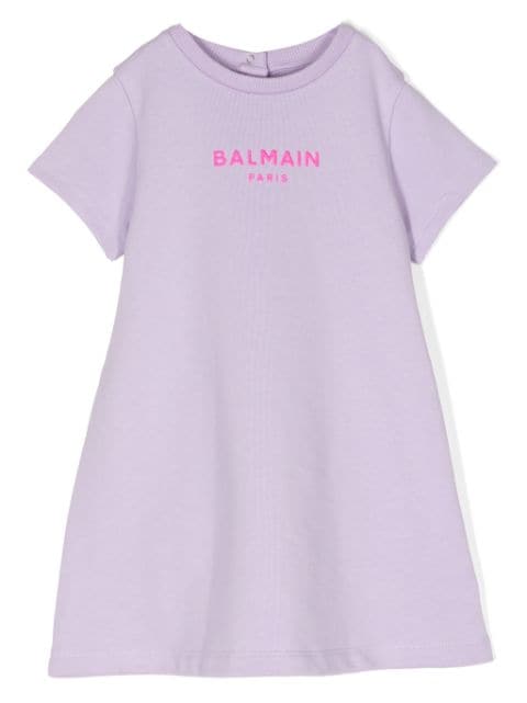 Balmain Kids logo-print cotton dress