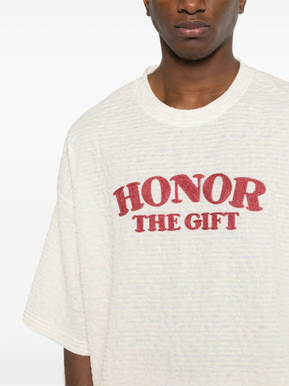 Shop Honor The Gift Stripe Box T-shirt In 中性色