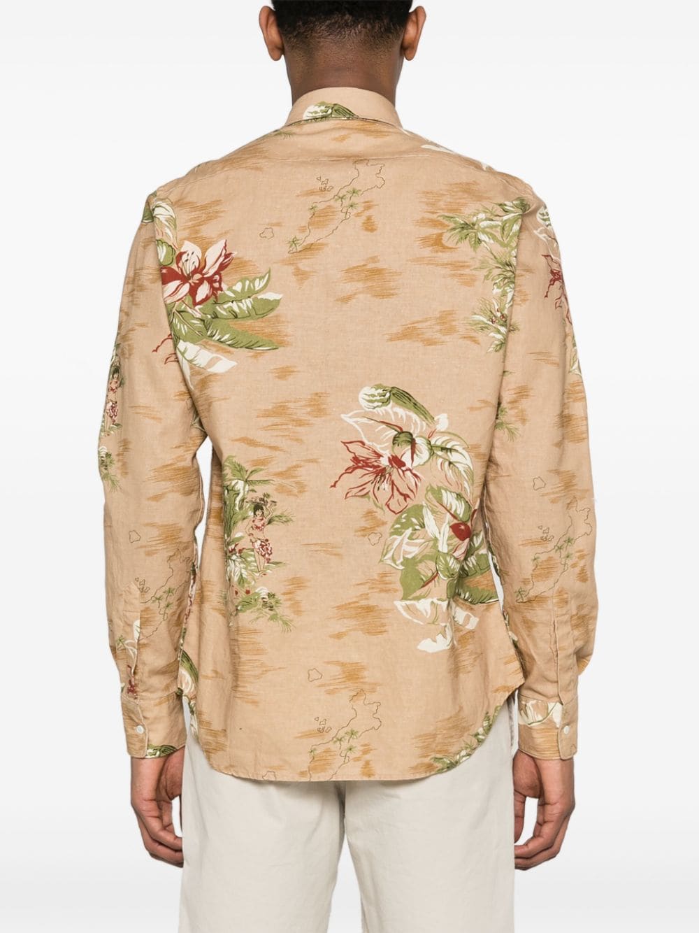 ASPESI Overhemd met bloemenprint Beige