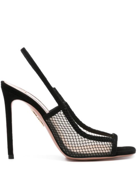 Aquazzura mesh-panelling suede sandals 