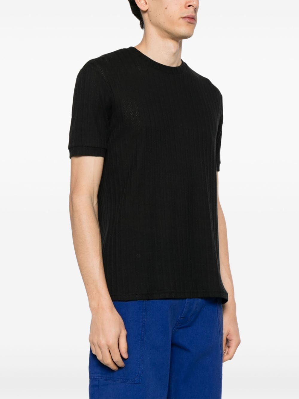 Shop Winnie Ny Pointelle-knit Cotton T-shirt In Black