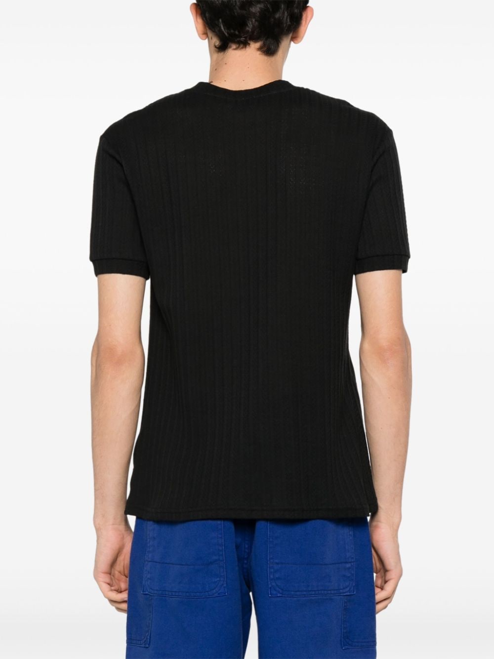 Shop Winnie Ny Pointelle-knit Cotton T-shirt In Black