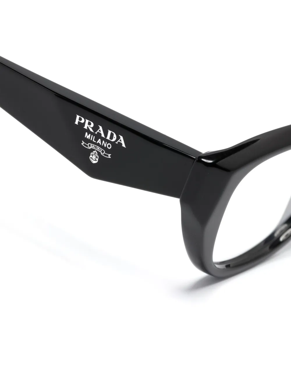 Prada Logo-engraved Cat-eye Glasses In Black