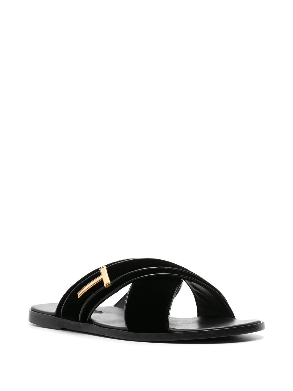 Shop Tom Ford Preston Velvet Slides In Black