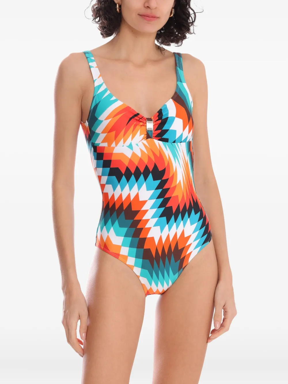 Lygia & Nanny Geometric Print Swimsuit In White