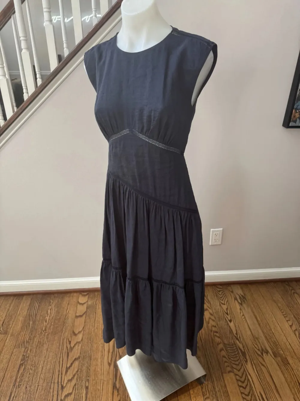 FRAME Gesmockte midi-jurk Blauw