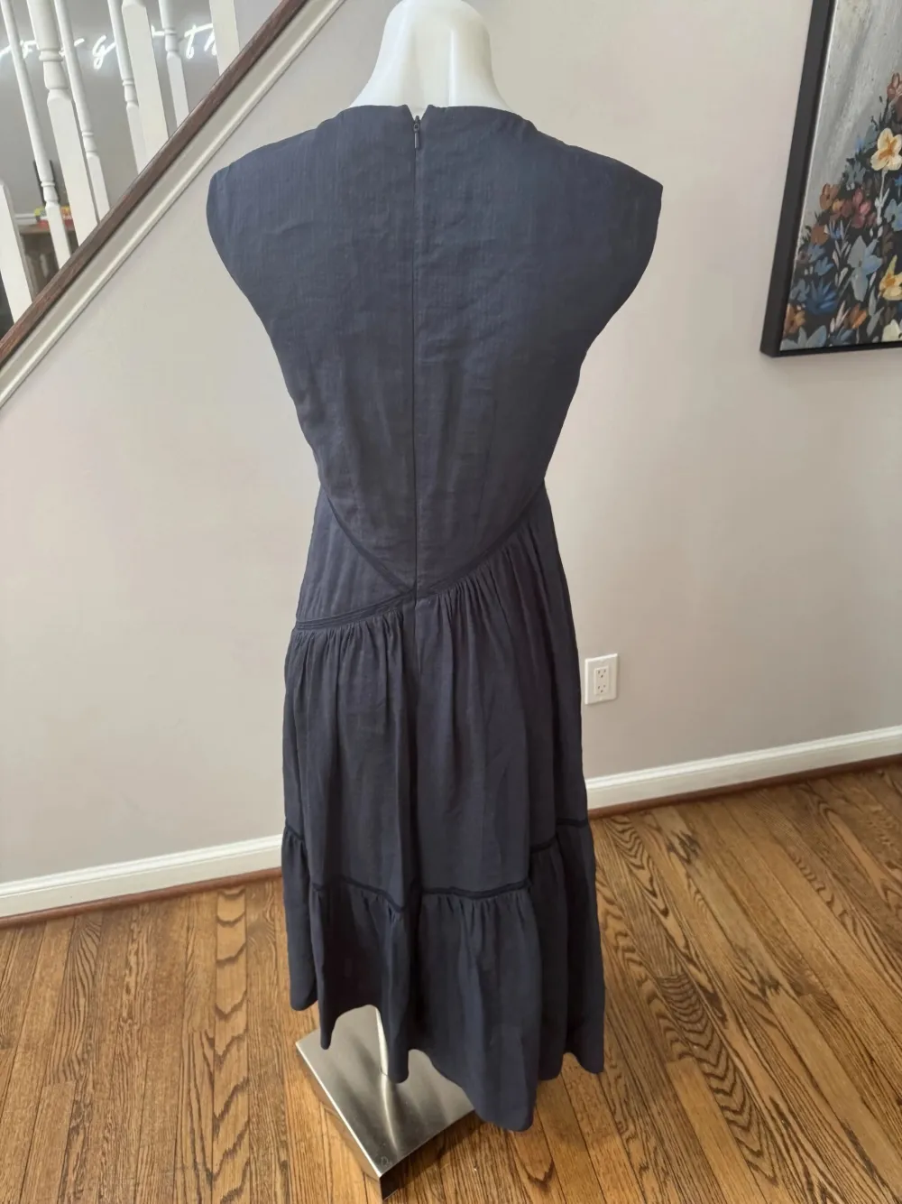 FRAME Gesmockte midi-jurk Blauw