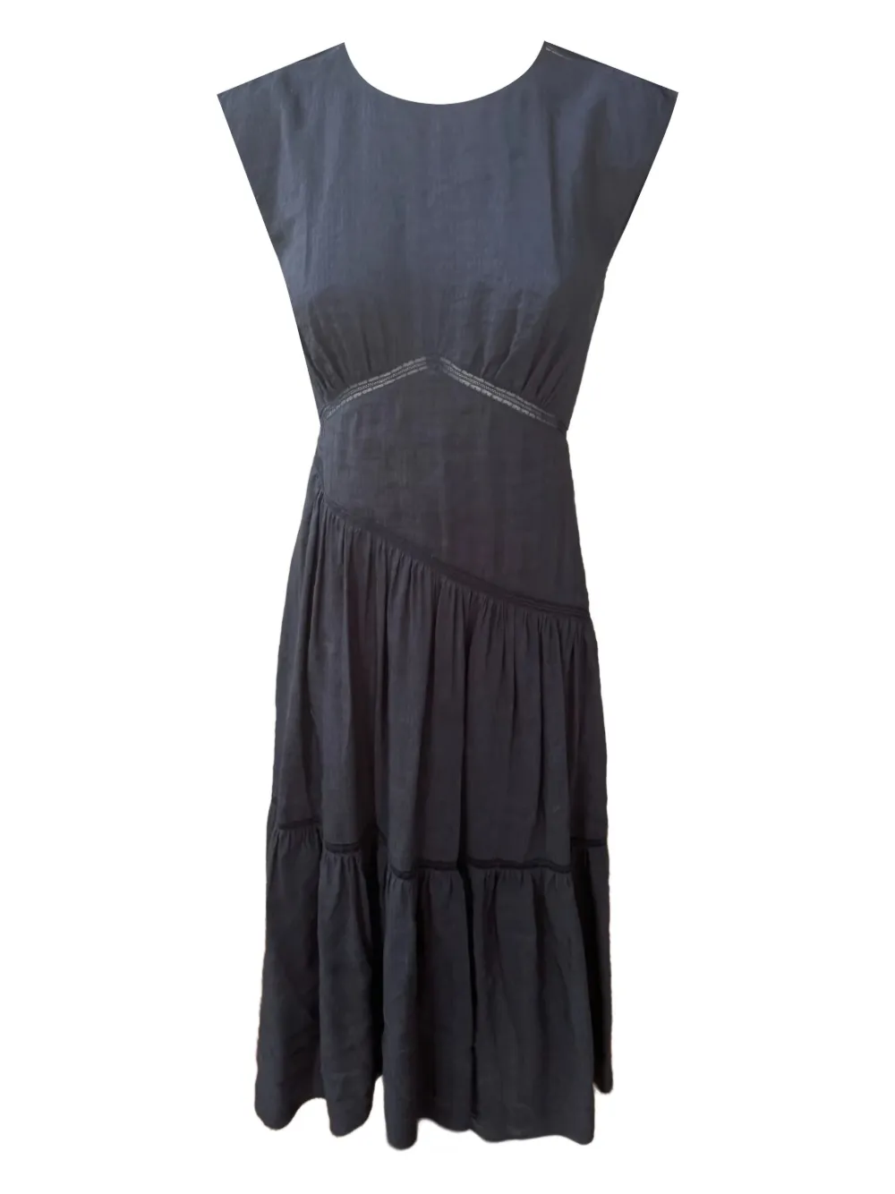 FRAME Gesmockte midi-jurk Blauw