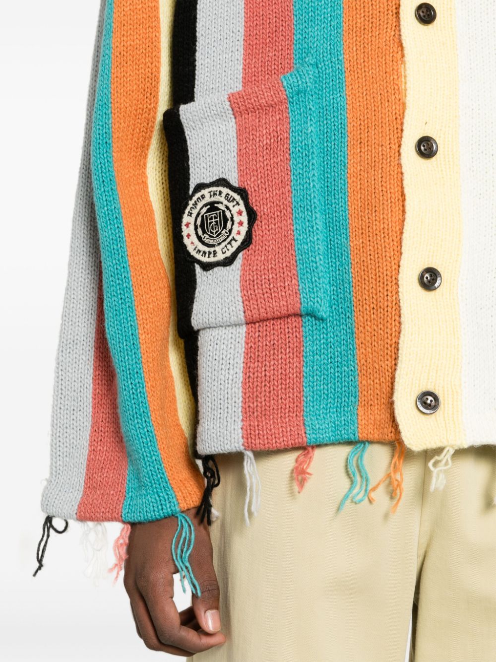 Shop Honor The Gift Heritage Striped Cardigan In 黄色