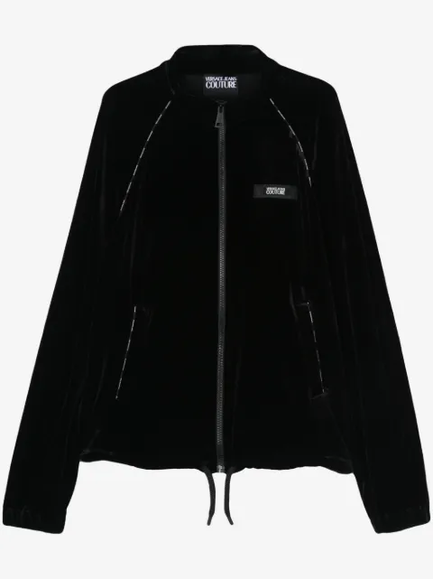 Versace Jeans Couture chamarra de velour con aplique del logo