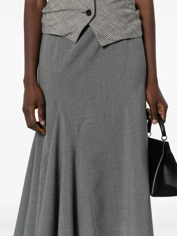 Viktor & Rolf godet-detail Wool Asymmetric Skirt | Grey