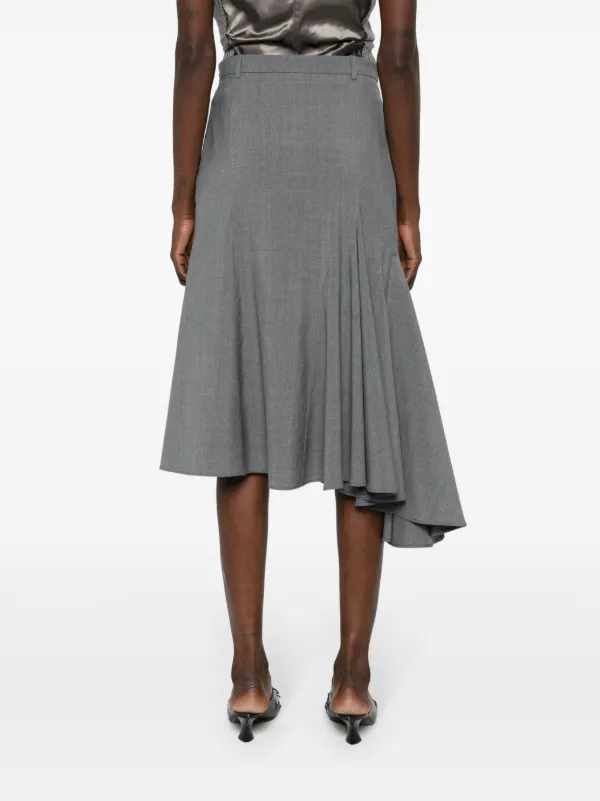 Viktor & Rolf godet-detail Wool Asymmetric Skirt | Grey
