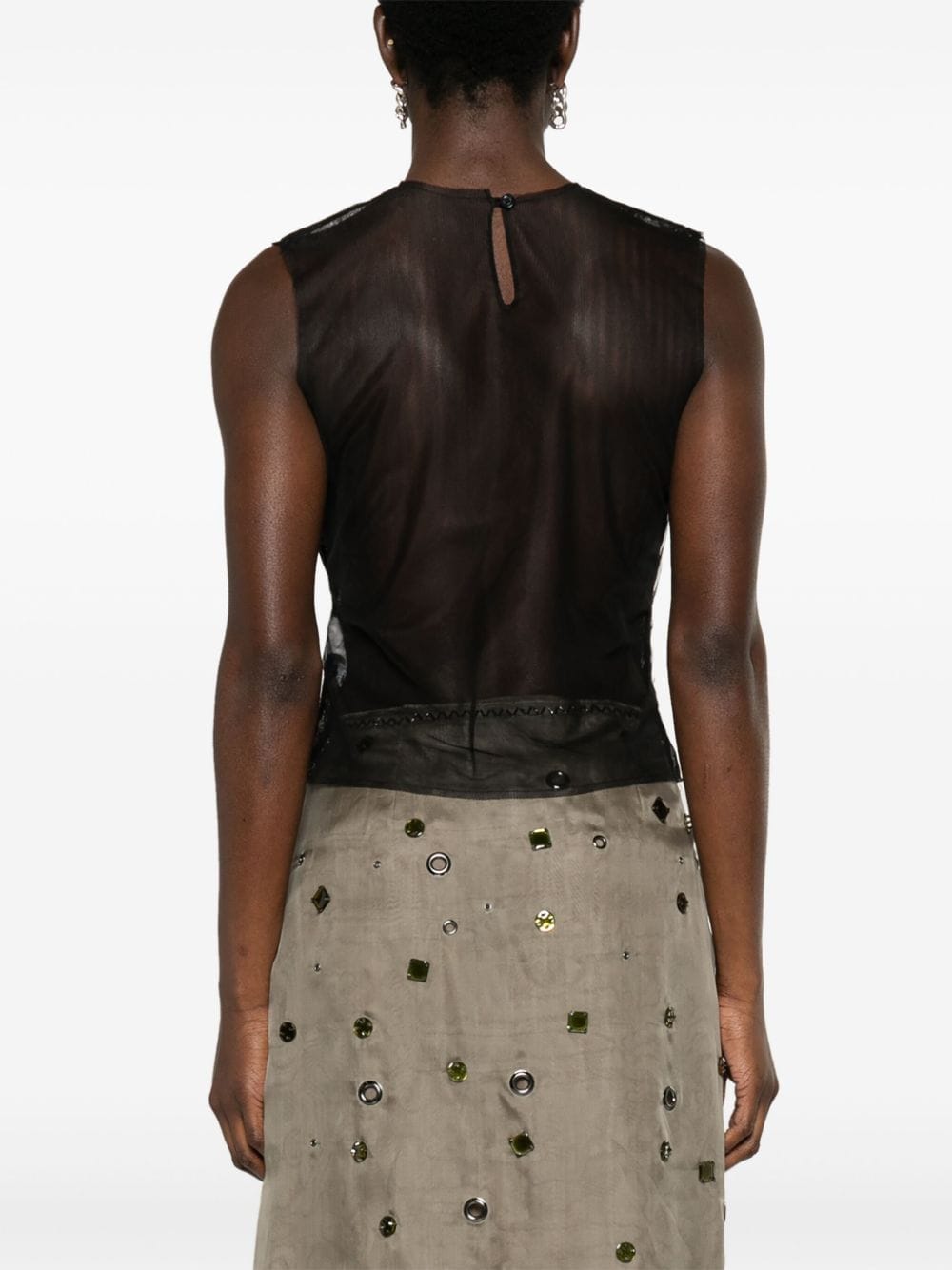 Shop Viktor & Rolf Sequined Tulle Tank Top In Black