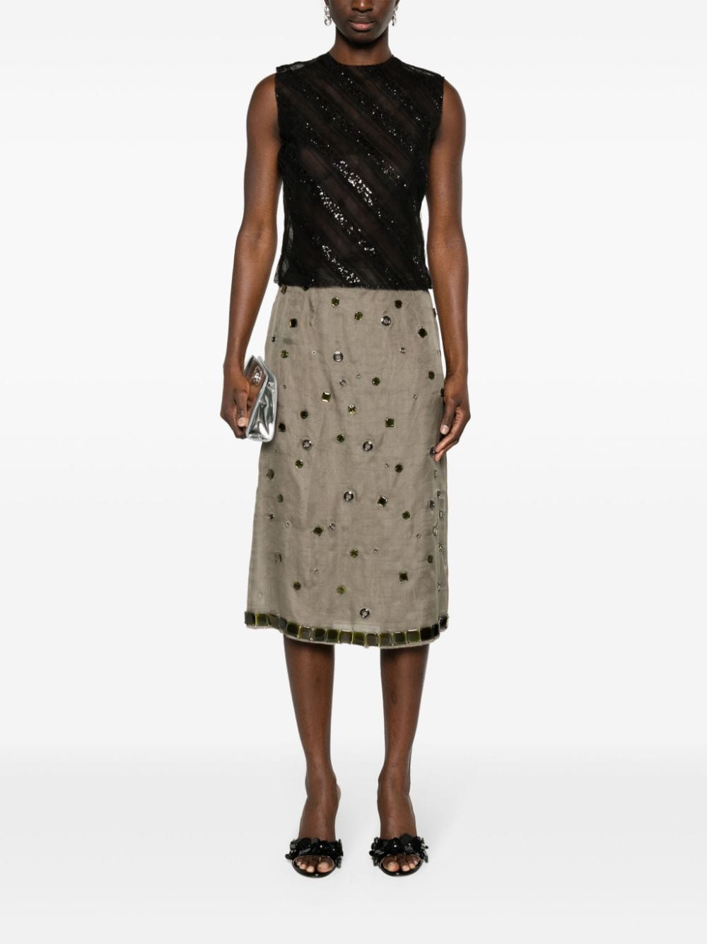 Shop Viktor & Rolf Sequined Tulle Tank Top In Black